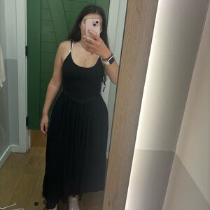 Aerie Black Scoop Neck Maxi Dress with Pockets